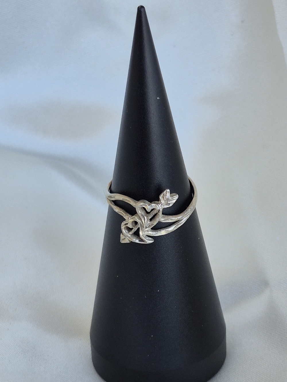 Sterling Silver Double Heart and Arrow Women's Ring - Sz 6 1/2. Artisan
